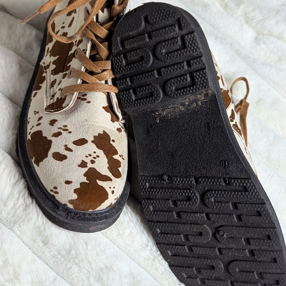 Cow Print Lace-Up Boots - Picture 6 of 11
